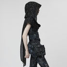 PUNK RAVE Women's Gothic Star Cutout Scarf with Hood