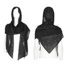 PUNK RAVE Women's Gothic Star Cutout Scarf with Hood