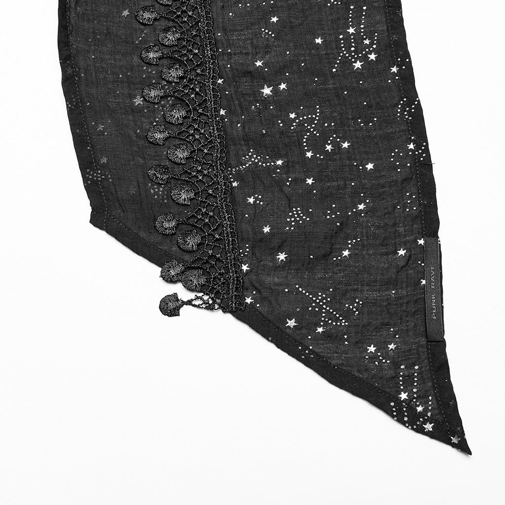 PUNK RAVE Women's Gothic Star Cutout Scarf with Hood
