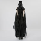 PUNK RAVE Women's Gothic Strappy Side Slit Dress with Detachable Cape