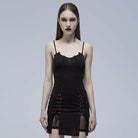 Punk Rave Women's Gothic Strappy Slim Fitted Bat Slip Dress