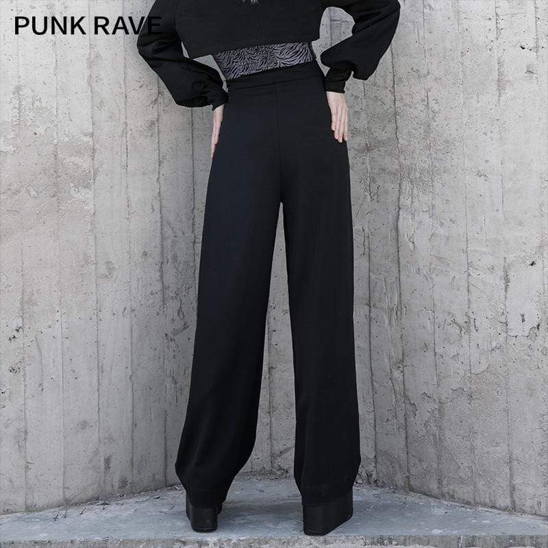 Women's Gothic Strappy Splicing Mesh Straight Pants
