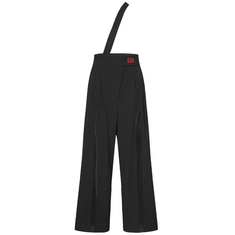 Women's Gothic Strappy Splicing Mesh Straight Pants