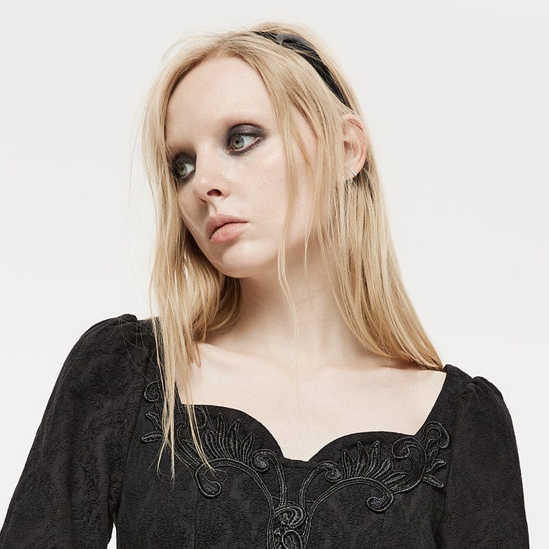PUNK RAVE Women's Gothic Strappy Unedged Jacquard Dress