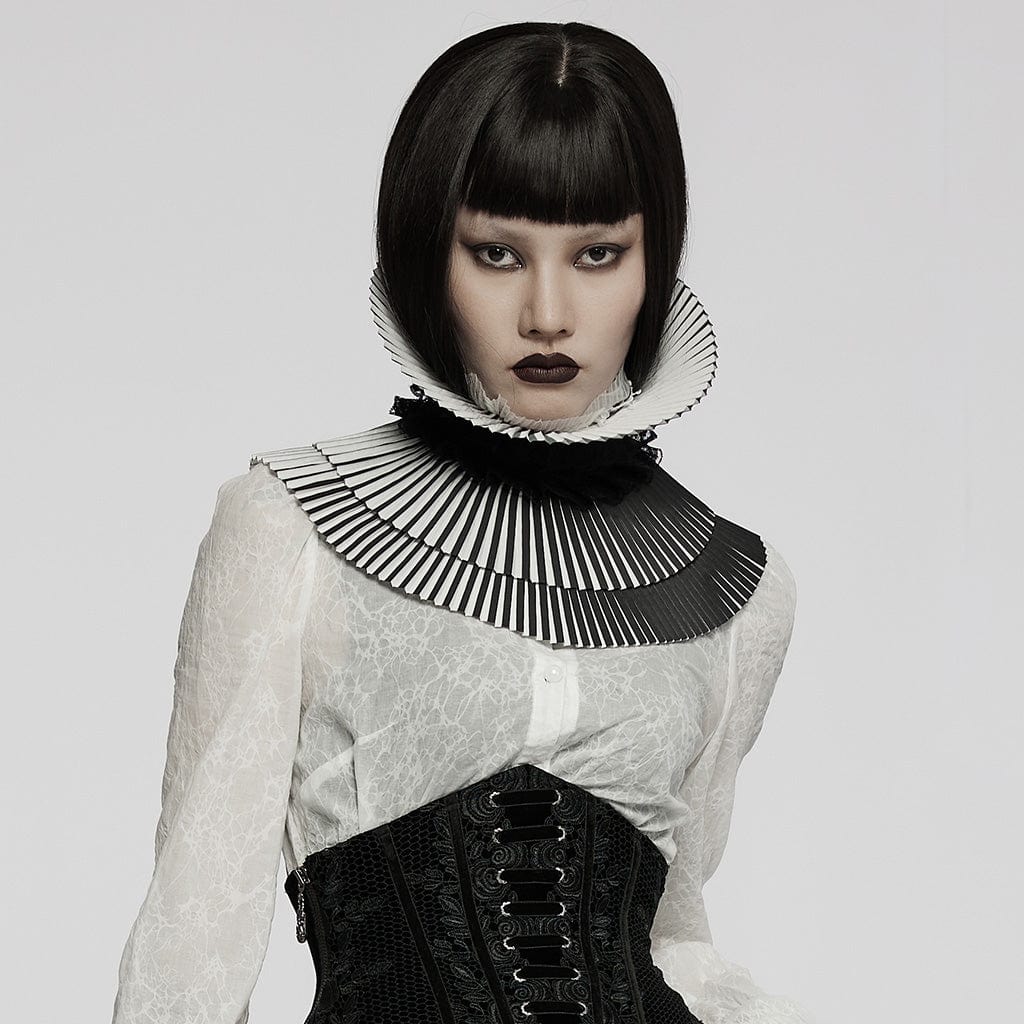 PUNK RAVE Women's Gothic Stripes Neckwear with Bell Choker