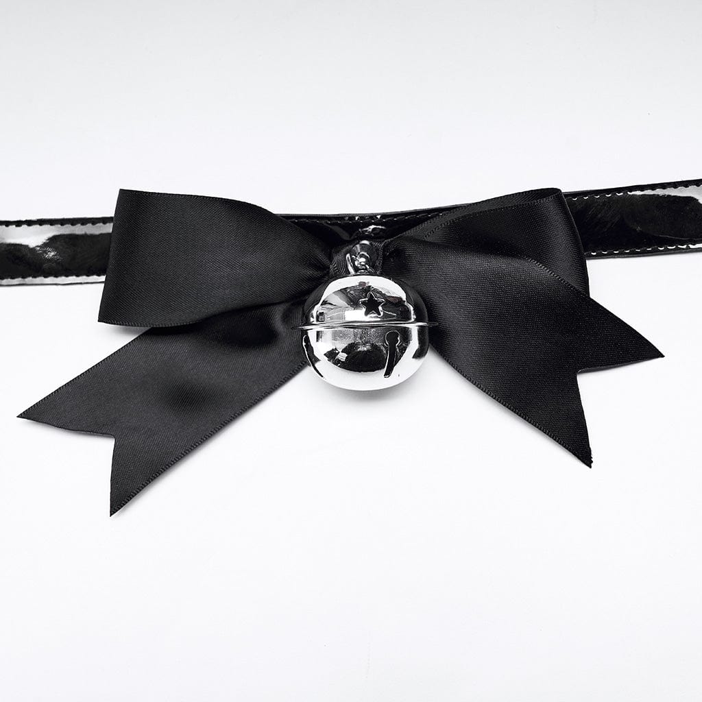 PUNK RAVE Women's Gothic Stripes Neckwear with Bell Choker