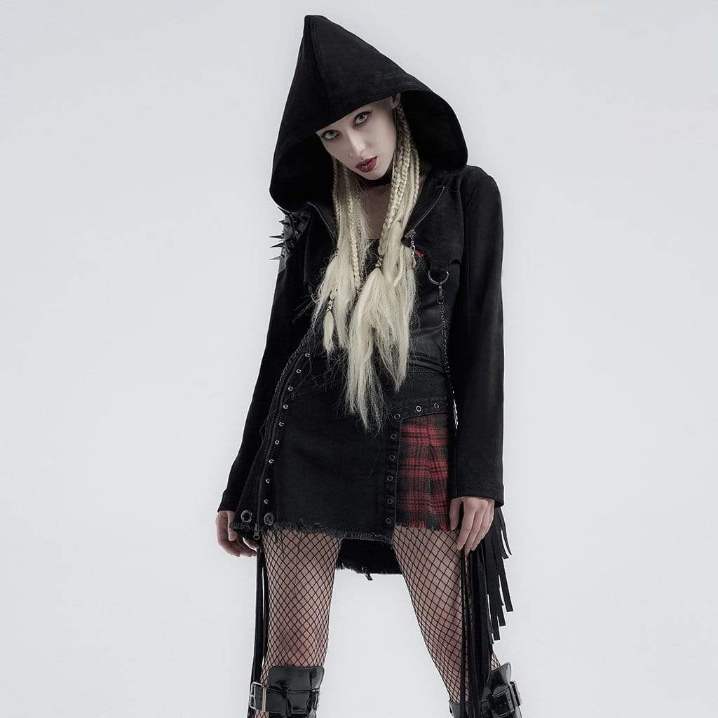 Women's Gothic Tassels Short Jackets With Chains And Rivets