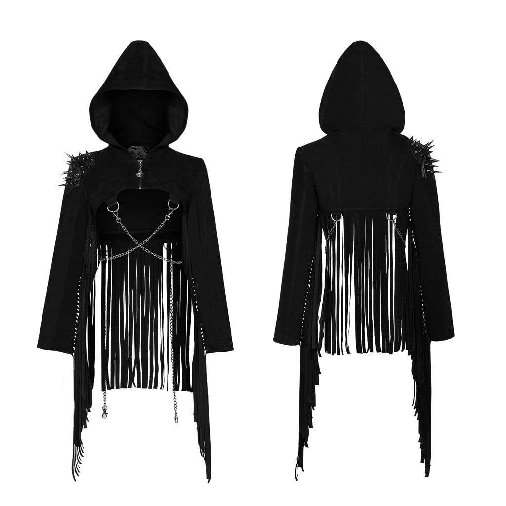 Women's Gothic Tassels Short Jackets With Chains And Rivets