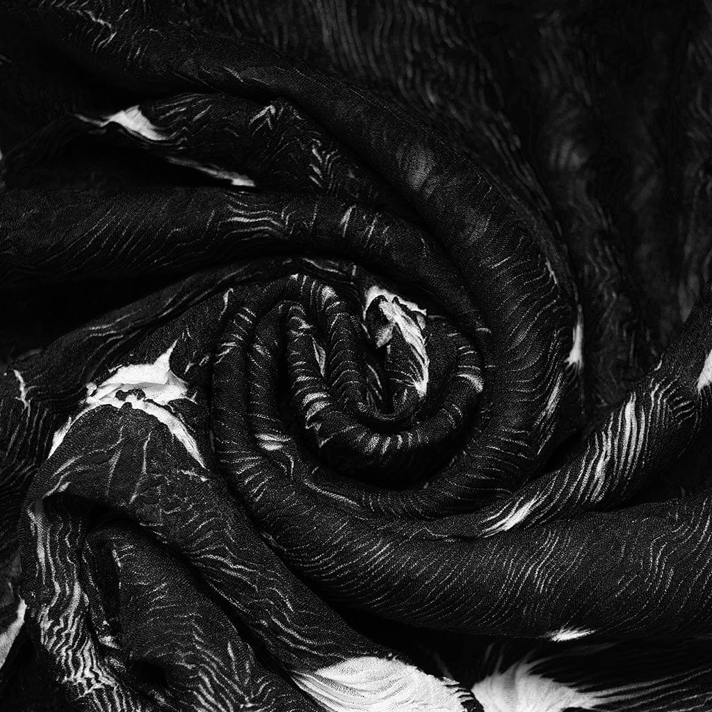 PUNK RAVE Women's Gothic Tie-dye Irregular Hem Long Sleeved Shirt