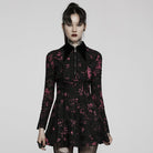 PUNK RAVE Women's Gothic Tie-dye Ripped Long Sleeved Dress