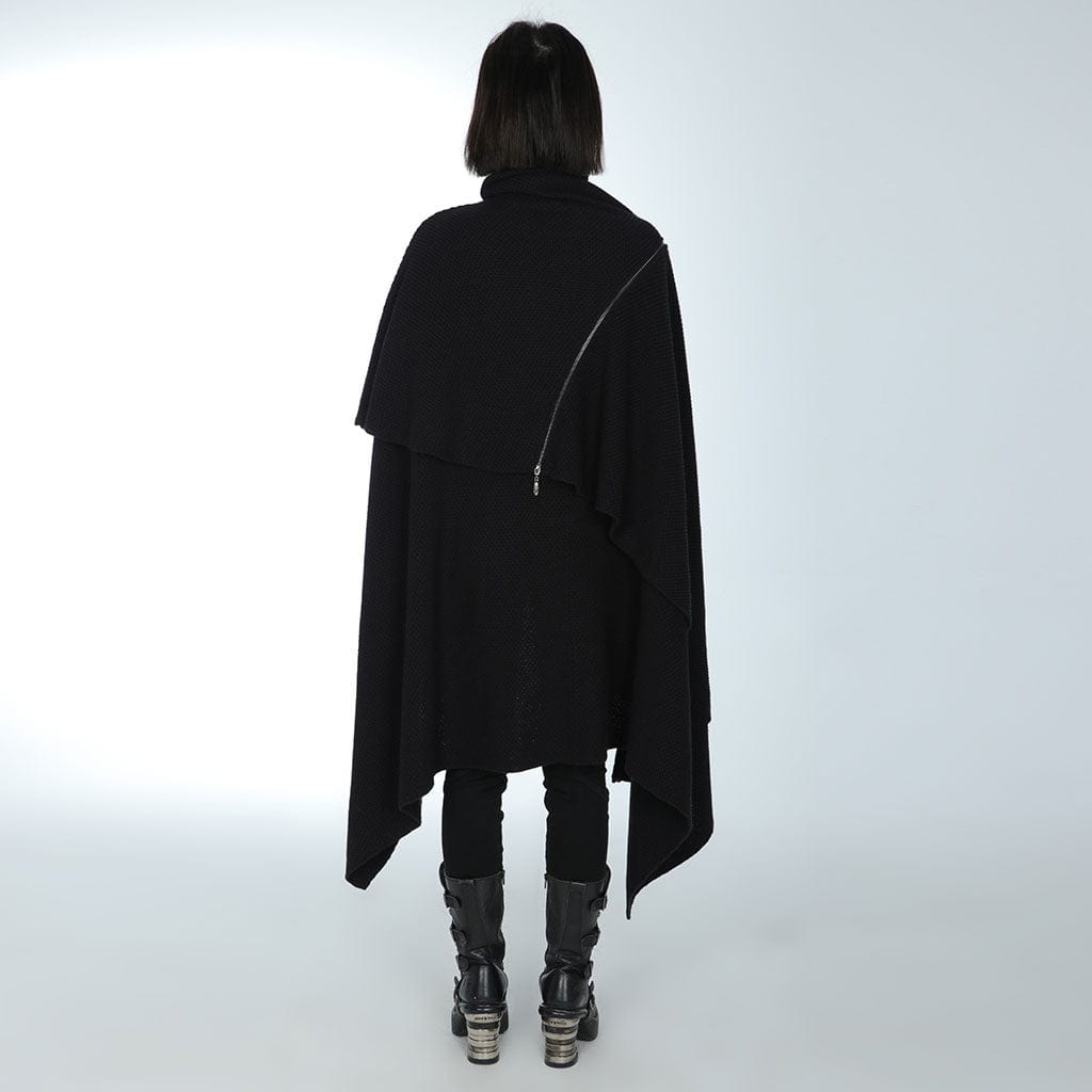 PUNK RAVE Women's Gothic Turn-down Collar Irregular Hem Cloak