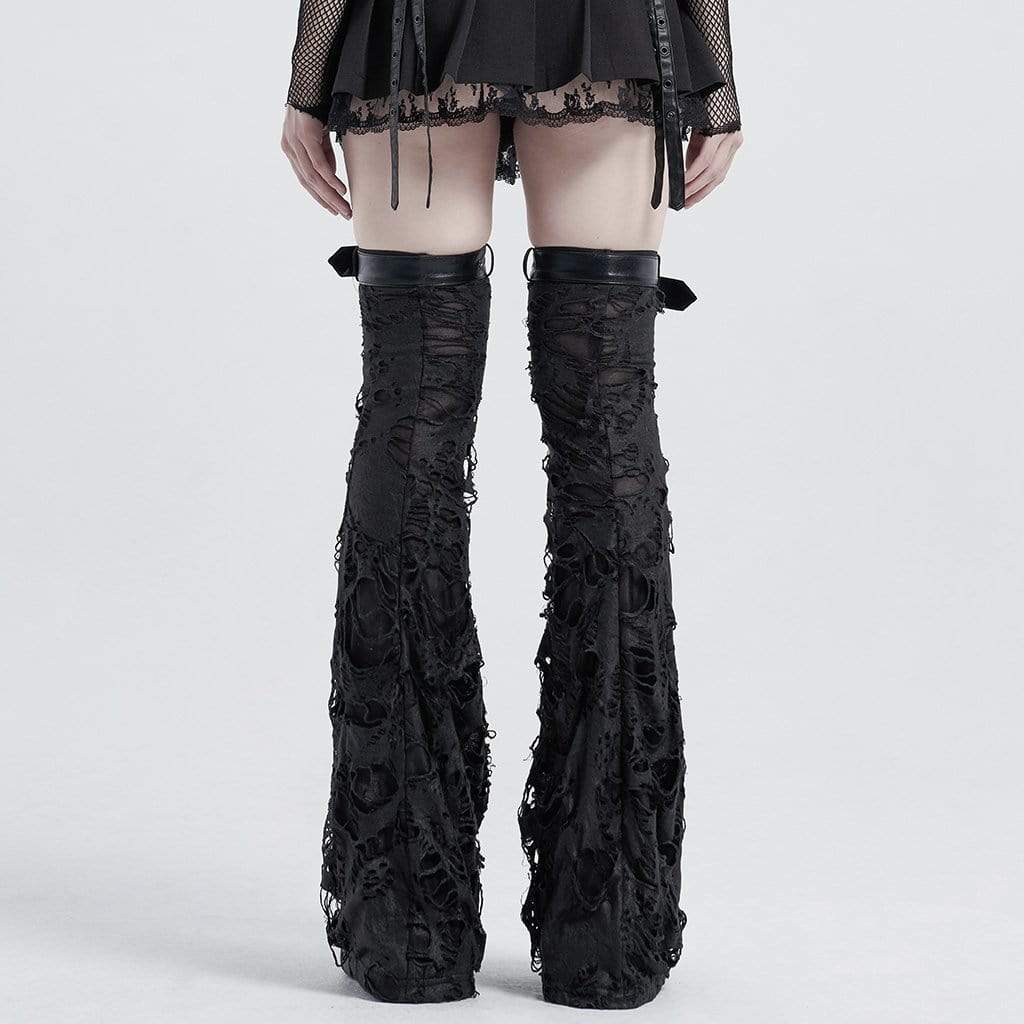 Women's Gothic Ripped Strappy Leg Warmers