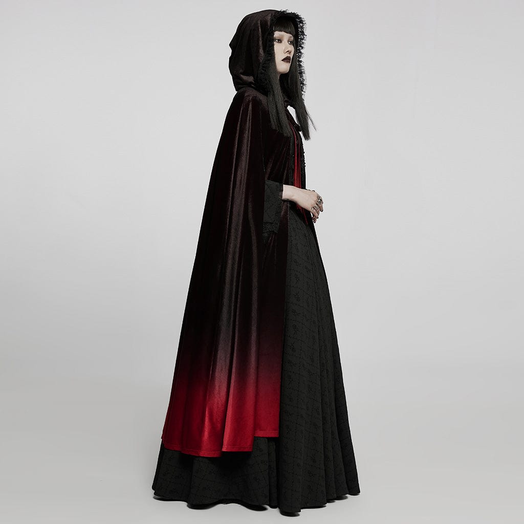 PUNK RAVE Women's Gothic Vintage Gradient Long Cloak
