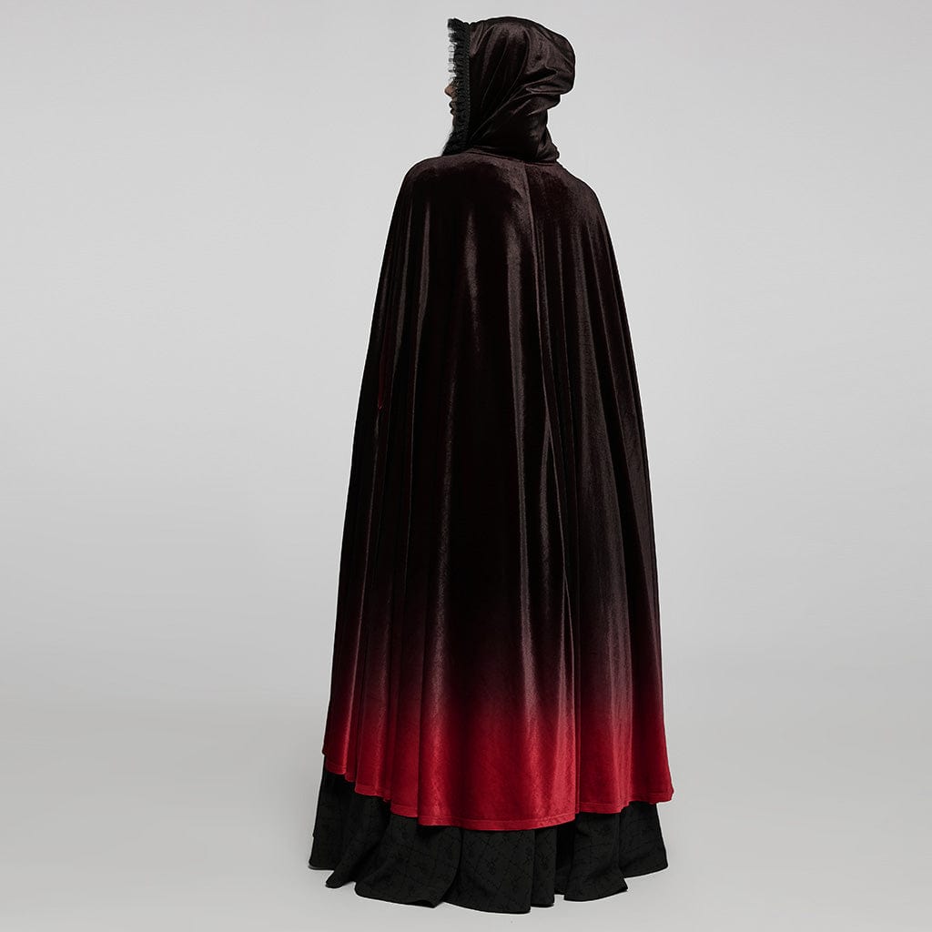 PUNK RAVE Women's Gothic Vintage Gradient Long Cloak