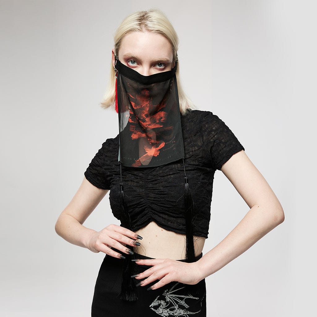 Punk Rave Women's Gothic Vintage Tie-dye Chiffon Veil