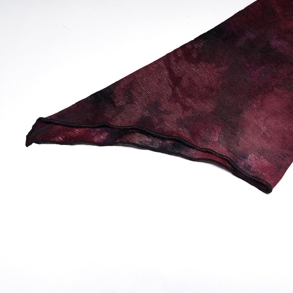 PUNK RAVE Women's Gothic Vintage Tie-dye Flare Sleeved Maxi Coat