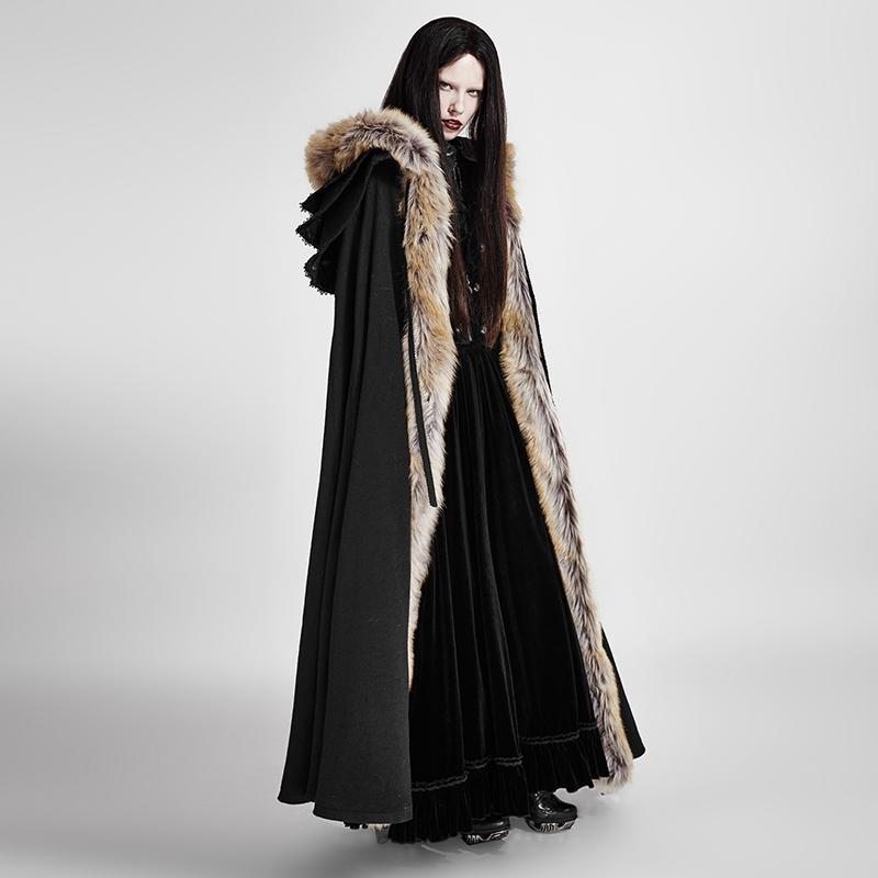 Women's Gothic Woolen Hooded Maxi Coat