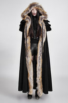 Women's Gothic Woolen Hooded Maxi Coat