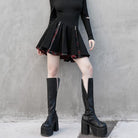 Faldas negras grunge para mujer Faldas a cuadros con cremalleras empalmadas