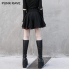 Faldas negras grunge para mujer Faldas a cuadros con cremalleras empalmadas