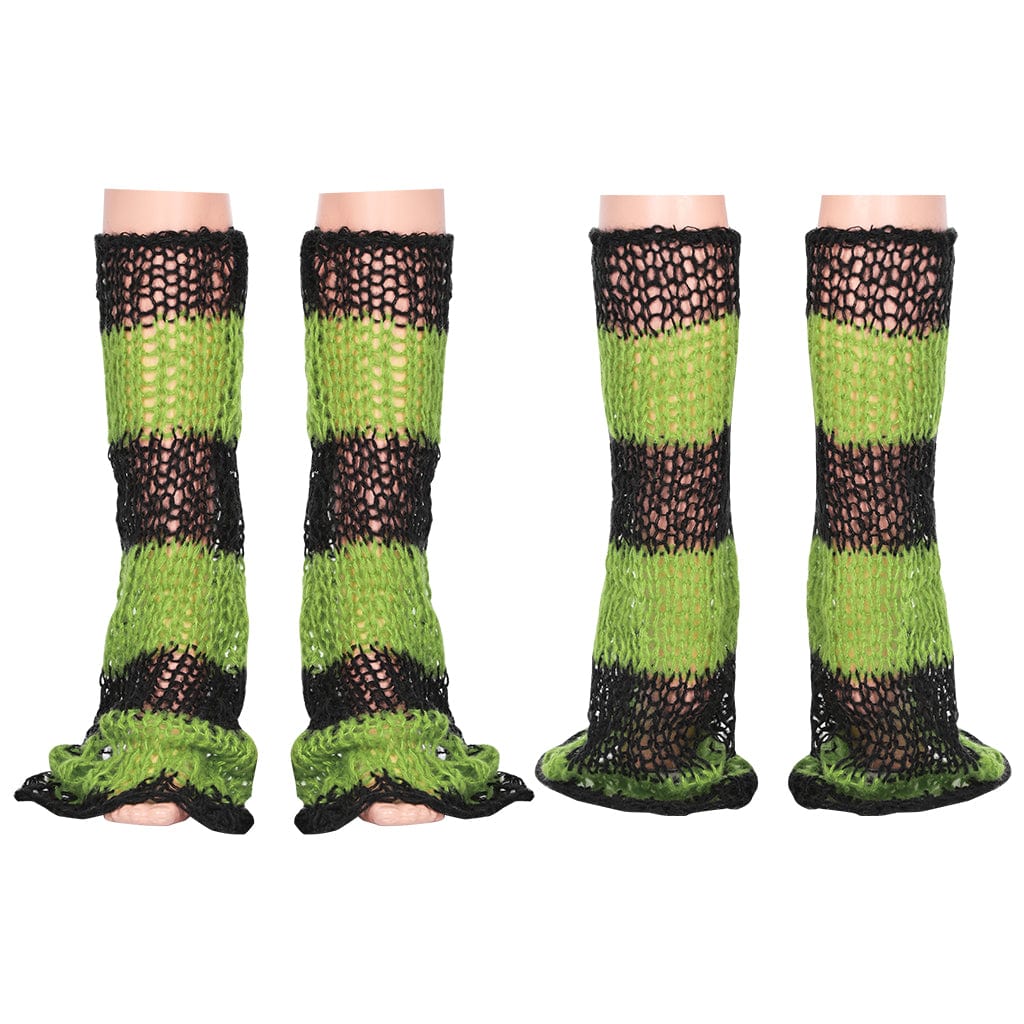 PUNK RAVE Women's Grunge Distressed Knitted Leg Warmers