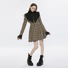 PUNK RAVE Women's Grunge Doll Collar Plaid Dress