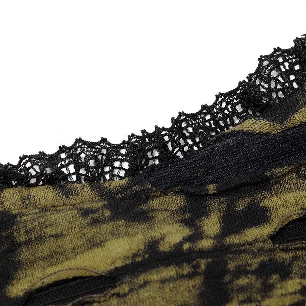 Punk Rave Women's Grunge Double Color Side Slit Slip Dress