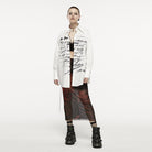 PUNK RAVE Women's Grunge Lava Printed Mesh Skirt