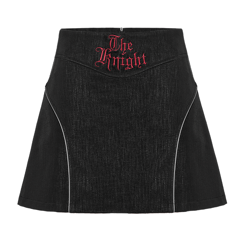 PUNK RAVE Women's Grunge Letter Embroidered A-line Skirt