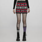 PUNK RAVE Women's Grunge Skull Diamond Knitted Skirt