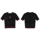 PUNK RAVE Women's Grunge Skulls Embroidered Fluffy Sweater with Oversleeves