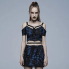 Top corto con tirantes y hombros descubiertos de estilo grunge para mujer de Punk Rave