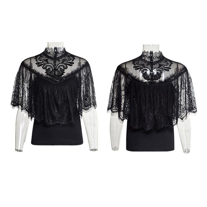 Women's Hallowmas Gorgeous Floral Sleeves Lace Tops