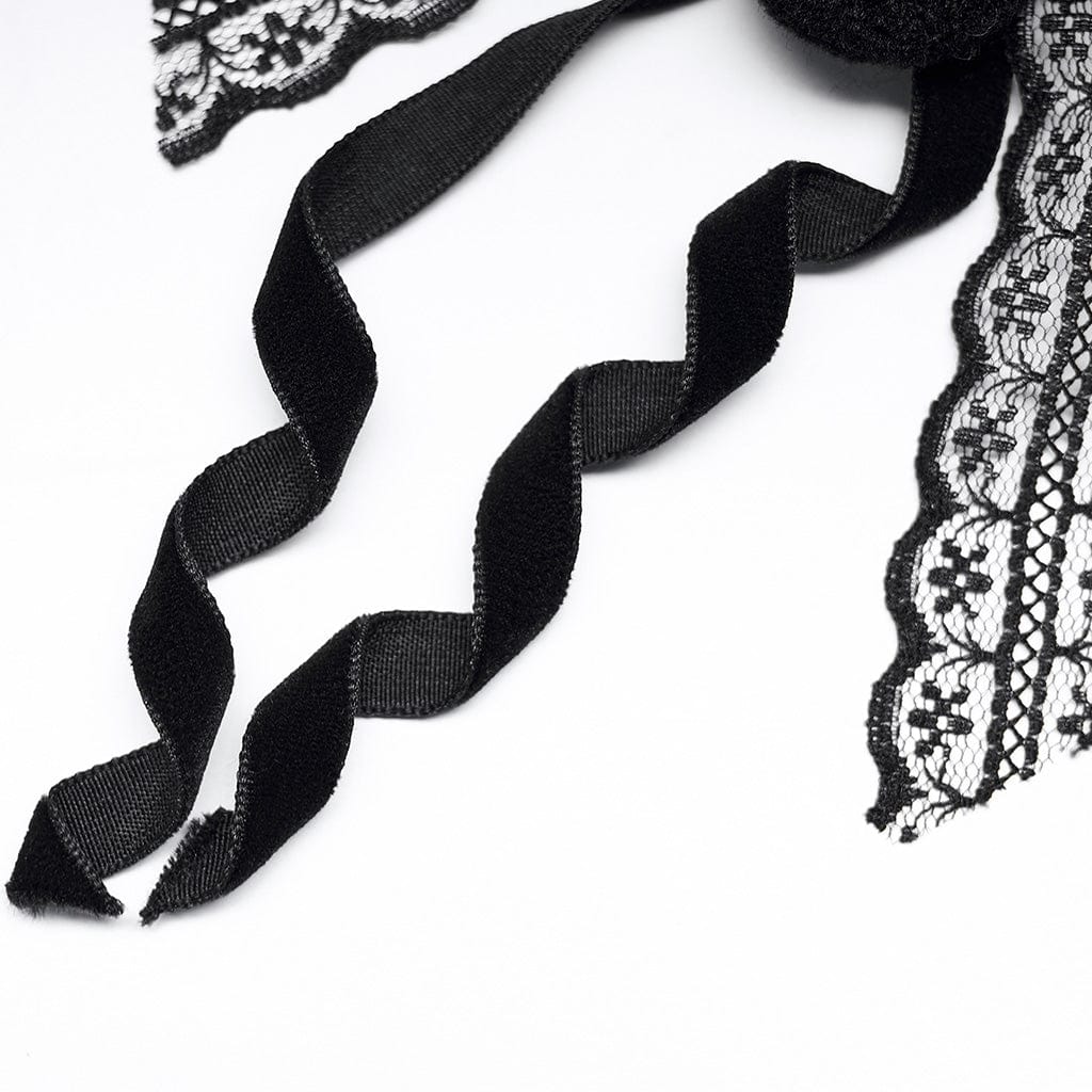 PUNK RAVE Women's Lolita Cat Lace Bow Tie