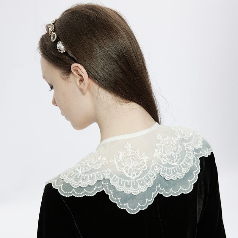 Women's Lolita Lace Hem Velvet Dress with Lace Collar – Punk Design