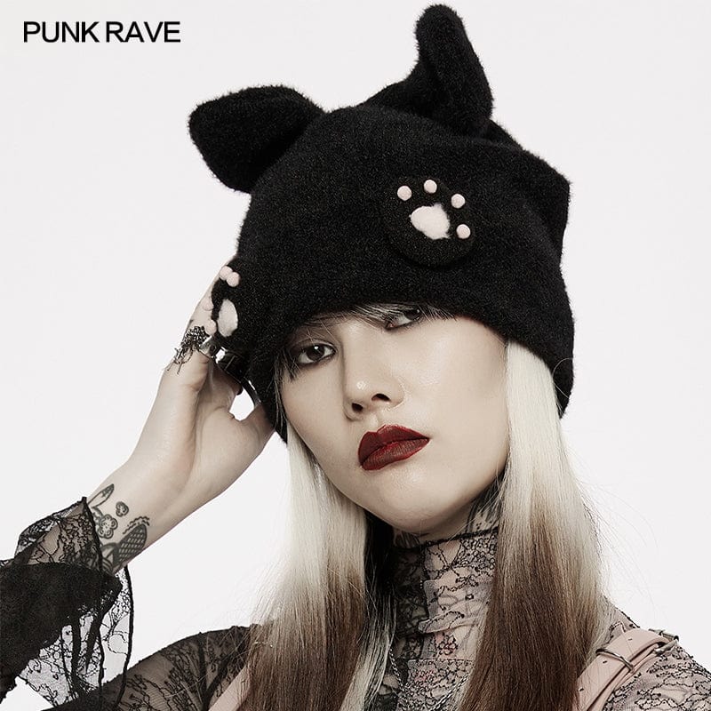 PUNK RAVE Women's Lolita Long-ear Pawprint Hat