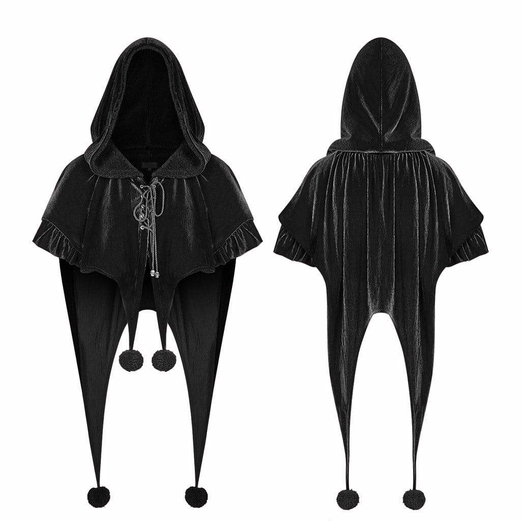 Women's Lolita Witch Hooded Velvet Short Cloak