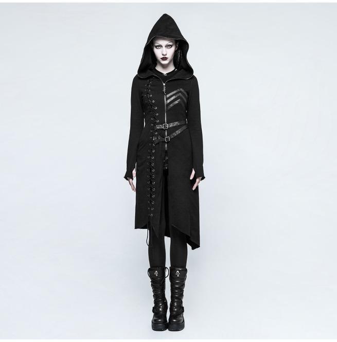 Women's Military Hooded Asymmetric Knitted Coat With Belt