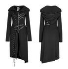 Women's Military Hooded Asymmetric Knitted Coat With Belt