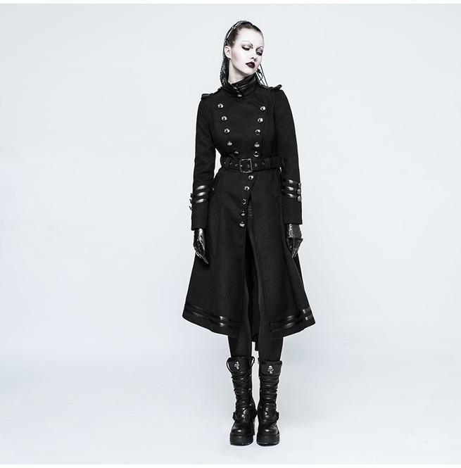 Women's Military Uniform Worsted Long Coat With Belt