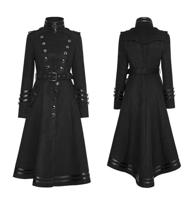 Women's Military Uniform Worsted Long Coat With Belt