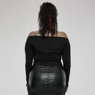 Punk Rave Women's Plus Size Gothic Off Shoulder Ruffles Long Sleeved Top