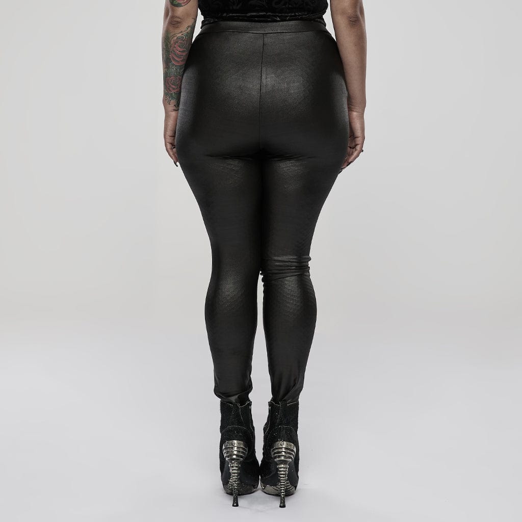 XL-5XL Women Leather Leggings High Waist Pants Stretchy Faux Leather  Leggings Plus Size