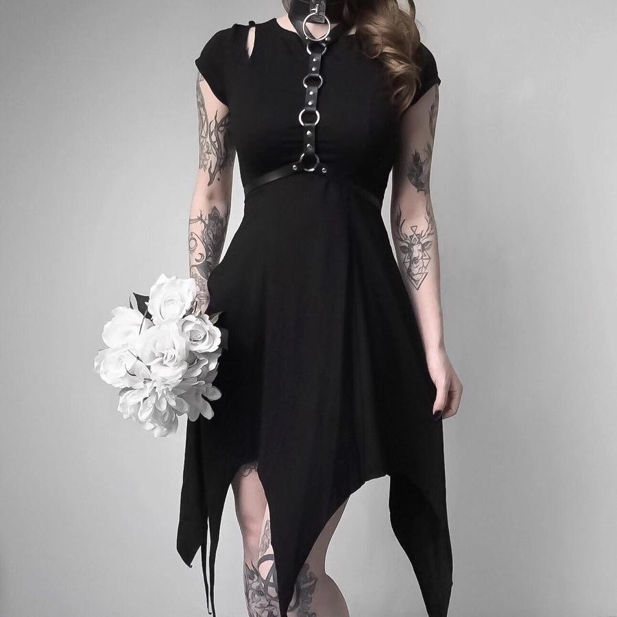Women's Punk Asymmetrical Cold Shoulder Dress