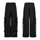 PUNK RAVE Women's Punk Big-pocket Side Slit Cargo Pants