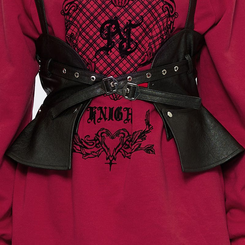 PUNK RAVE Women's Punk Buckles Faux Leather Harness