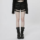 PUNK RAVE Women's Punk Buckles Splice Mesh Shorts