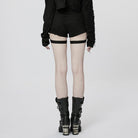 PUNK RAVE Women's Punk Buckles Splice Mesh Shorts