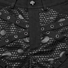 PUNK RAVE Women's Punk Buckles Splice Mesh Shorts