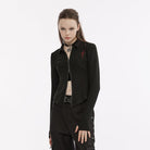 PUNK RAVE Women's Punk Cross Embroidered Zipper Cardigan